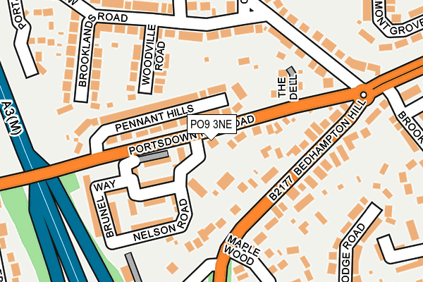 PO9 3NE map - OS OpenMap – Local (Ordnance Survey)