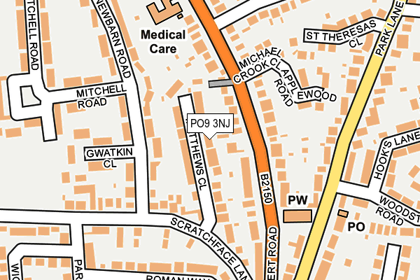 PO9 3NJ map - OS OpenMap – Local (Ordnance Survey)