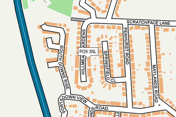 PO9 3NL map - OS OpenMap – Local (Ordnance Survey)