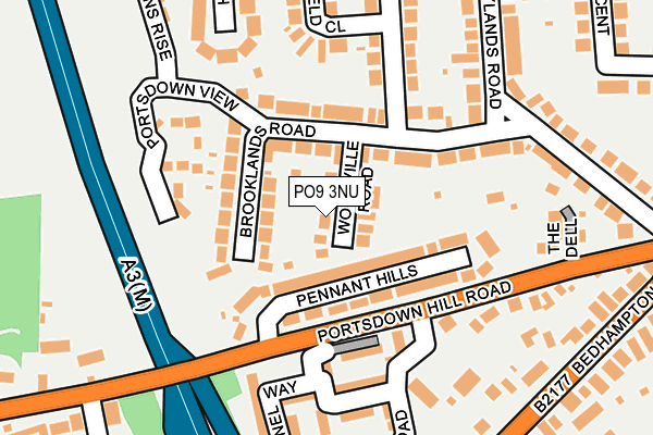 PO9 3NU map - OS OpenMap – Local (Ordnance Survey)