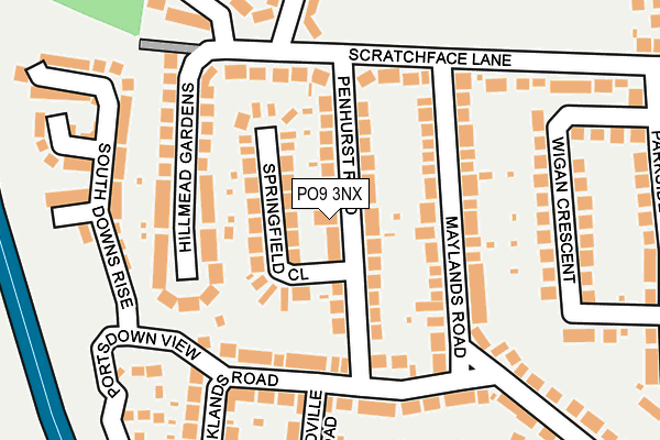 PO9 3NX map - OS OpenMap – Local (Ordnance Survey)