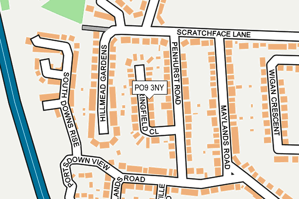 PO9 3NY map - OS OpenMap – Local (Ordnance Survey)