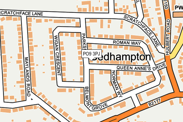 PO9 3PJ map - OS OpenMap – Local (Ordnance Survey)