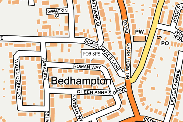 PO9 3PS map - OS OpenMap – Local (Ordnance Survey)