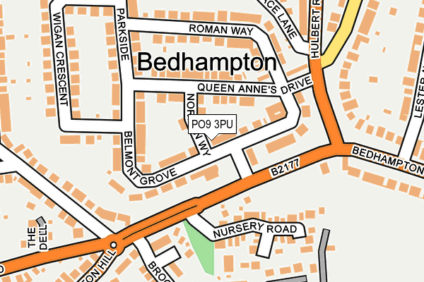 PO9 3PU map - OS OpenMap – Local (Ordnance Survey)