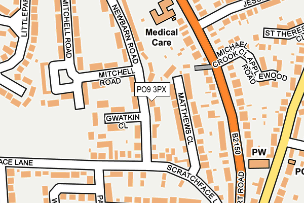 PO9 3PX map - OS OpenMap – Local (Ordnance Survey)