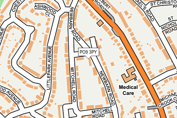 PO9 3PY map - OS OpenMap – Local (Ordnance Survey)
