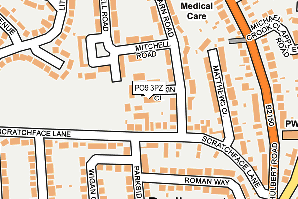 PO9 3PZ map - OS OpenMap – Local (Ordnance Survey)