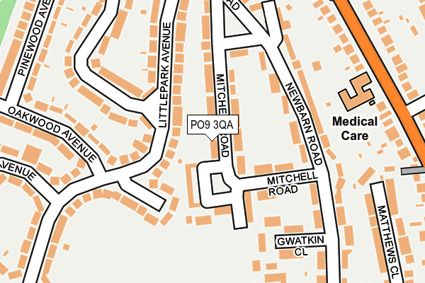 PO9 3QA map - OS OpenMap – Local (Ordnance Survey)