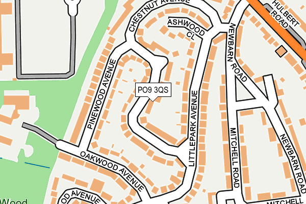 PO9 3QS map - OS OpenMap – Local (Ordnance Survey)