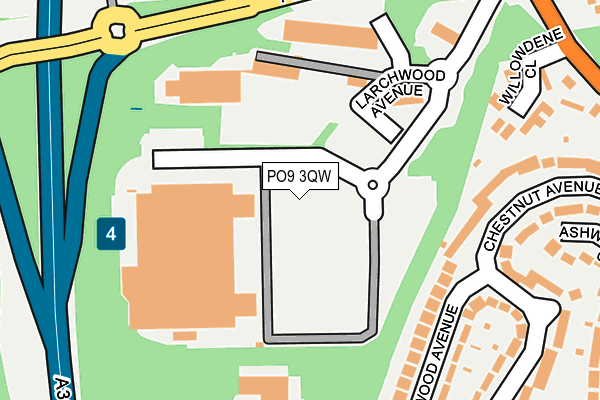 PO9 3QW map - OS OpenMap – Local (Ordnance Survey)