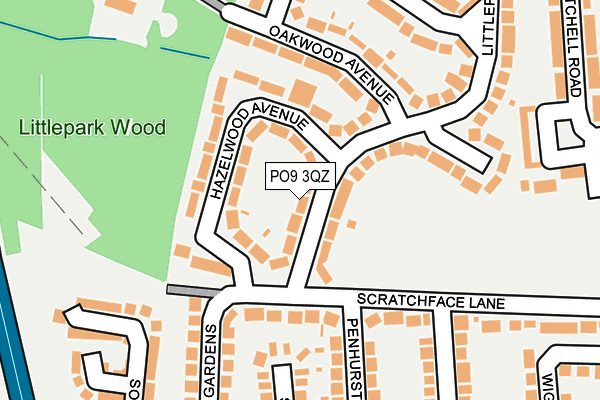 PO9 3QZ map - OS OpenMap – Local (Ordnance Survey)
