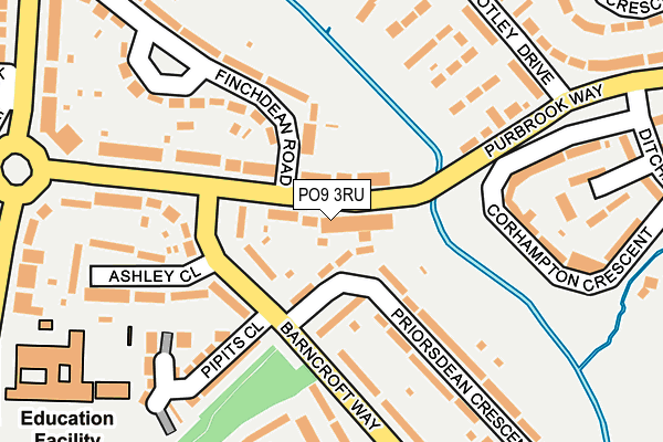 PO9 3RU map - OS OpenMap – Local (Ordnance Survey)
