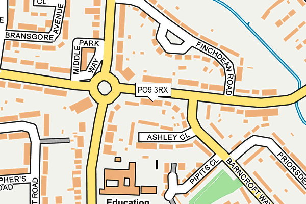 PO9 3RX map - OS OpenMap – Local (Ordnance Survey)