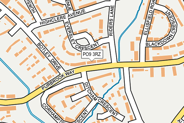 PO9 3RZ map - OS OpenMap – Local (Ordnance Survey)