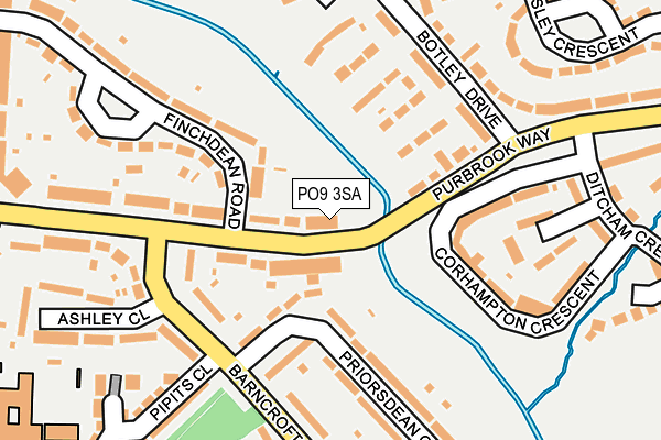 PO9 3SA map - OS OpenMap – Local (Ordnance Survey)