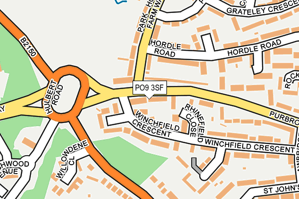 PO9 3SF map - OS OpenMap – Local (Ordnance Survey)