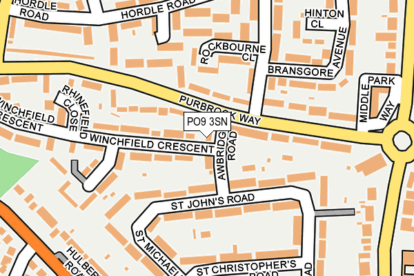 PO9 3SN map - OS OpenMap – Local (Ordnance Survey)