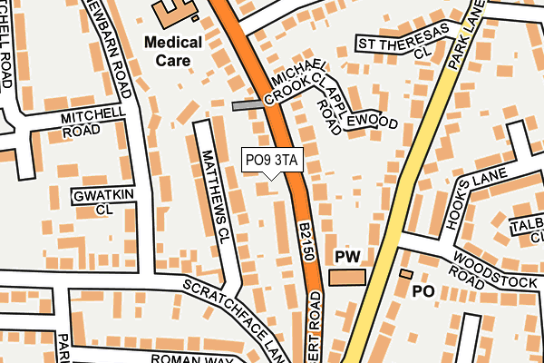 PO9 3TA map - OS OpenMap – Local (Ordnance Survey)