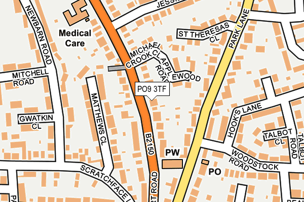 PO9 3TF map - OS OpenMap – Local (Ordnance Survey)