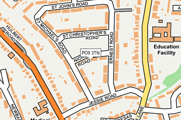 PO9 3TN map - OS OpenMap – Local (Ordnance Survey)