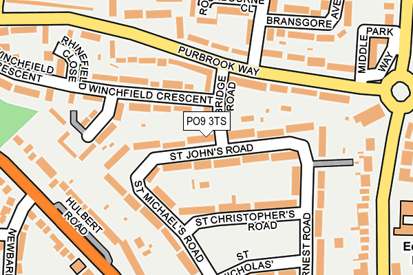 PO9 3TS map - OS OpenMap – Local (Ordnance Survey)