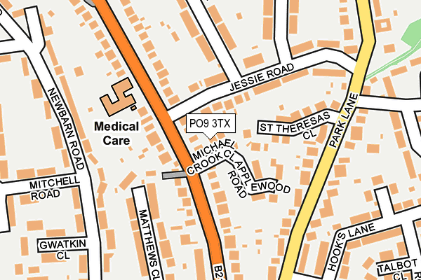 PO9 3TX map - OS OpenMap – Local (Ordnance Survey)