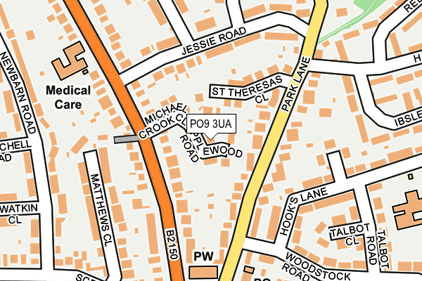 PO9 3UA map - OS OpenMap – Local (Ordnance Survey)
