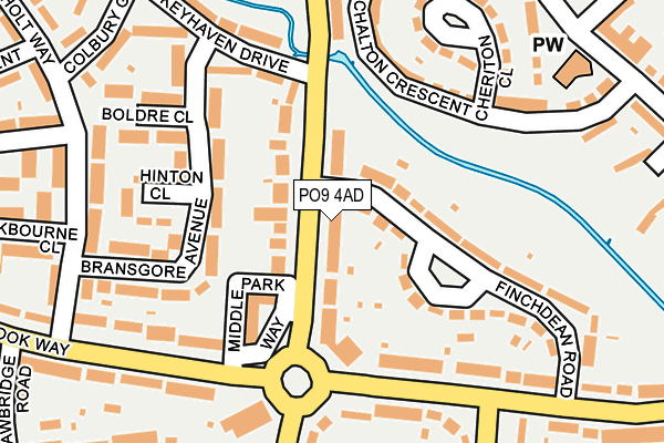 PO9 4AD map - OS OpenMap – Local (Ordnance Survey)