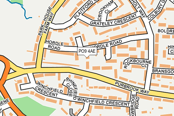 PO9 4AE map - OS OpenMap – Local (Ordnance Survey)