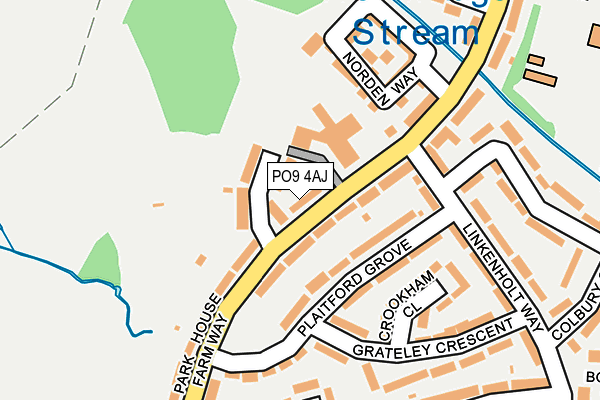 PO9 4AJ map - OS OpenMap – Local (Ordnance Survey)