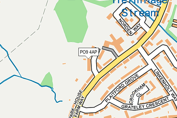 PO9 4AP map - OS OpenMap – Local (Ordnance Survey)