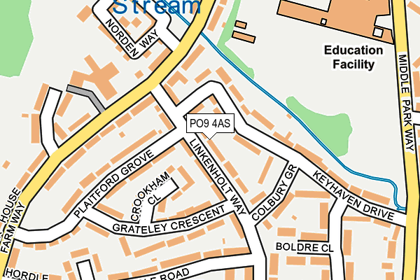 PO9 4AS map - OS OpenMap – Local (Ordnance Survey)