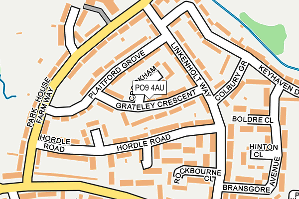 PO9 4AU map - OS OpenMap – Local (Ordnance Survey)