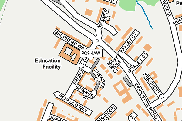 PO9 4AW map - OS OpenMap – Local (Ordnance Survey)