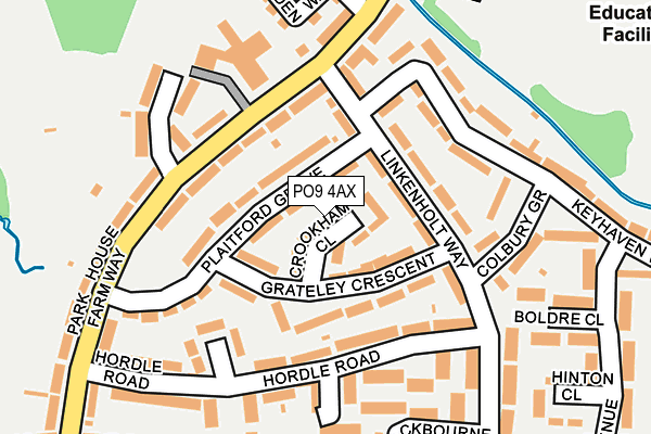 PO9 4AX map - OS OpenMap – Local (Ordnance Survey)