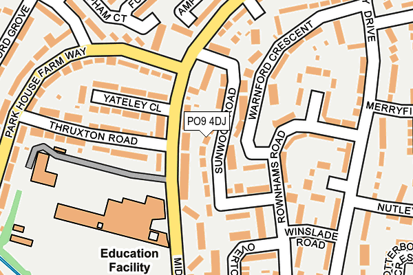 PO9 4DJ map - OS OpenMap – Local (Ordnance Survey)