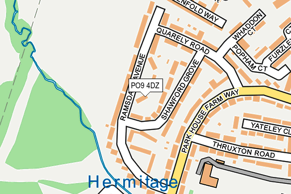 PO9 4DZ map - OS OpenMap – Local (Ordnance Survey)