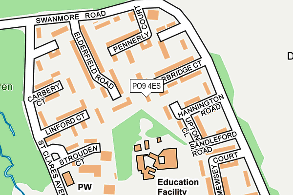 PO9 4ES map - OS OpenMap – Local (Ordnance Survey)