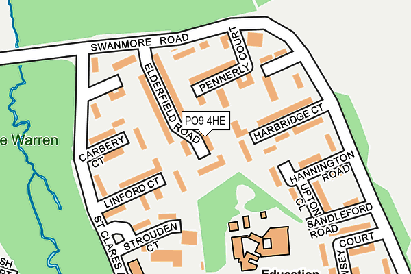 PO9 4HE map - OS OpenMap – Local (Ordnance Survey)