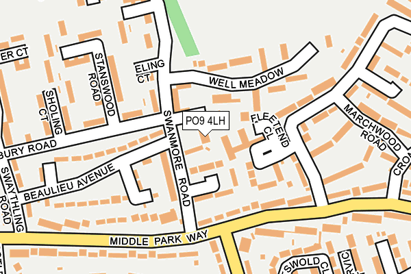 PO9 4LH map - OS OpenMap – Local (Ordnance Survey)