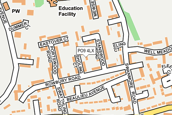 PO9 4LX map - OS OpenMap – Local (Ordnance Survey)