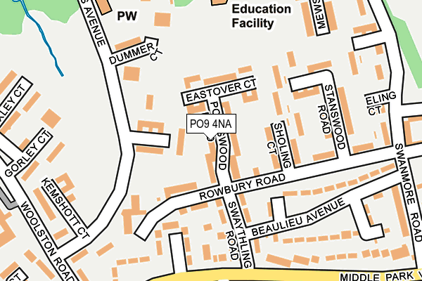 PO9 4NA map - OS OpenMap – Local (Ordnance Survey)