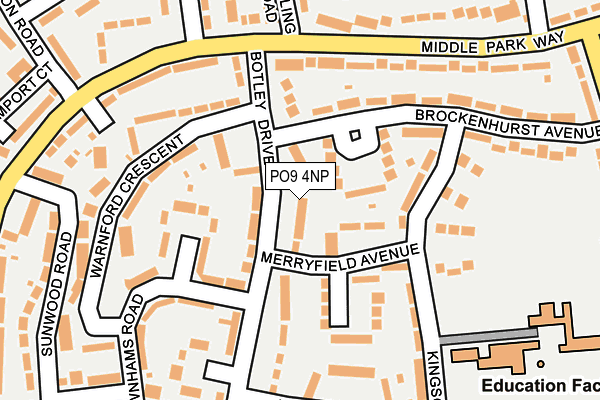 PO9 4NP map - OS OpenMap – Local (Ordnance Survey)