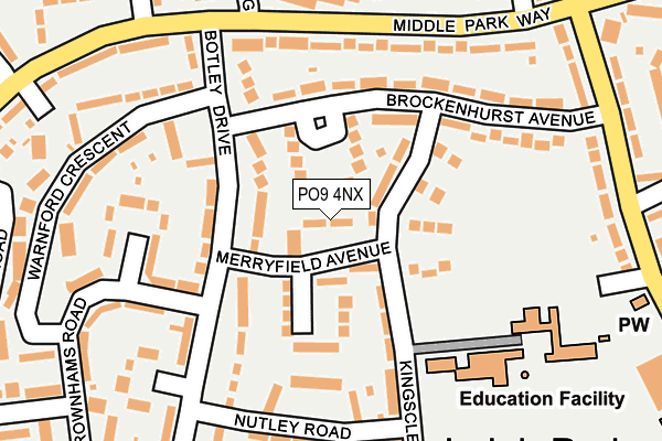 PO9 4NX map - OS OpenMap – Local (Ordnance Survey)