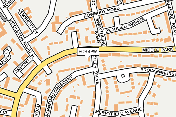 PO9 4PW map - OS OpenMap – Local (Ordnance Survey)
