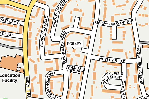 PO9 4PY map - OS OpenMap – Local (Ordnance Survey)