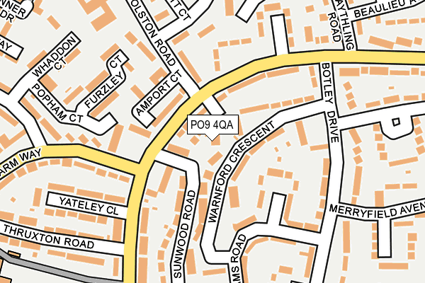 PO9 4QA map - OS OpenMap – Local (Ordnance Survey)