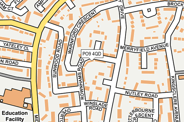 PO9 4QD map - OS OpenMap – Local (Ordnance Survey)