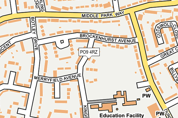 PO9 4RZ map - OS OpenMap – Local (Ordnance Survey)